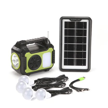Solarni sistem sa Bluetooth zvučnikom Solarni sistem sa LED sijalicama Solarni panel sa akumulatorom i zvučnikom Prenosivi solarni sistem za kampovanje Solarni sistem za vikendice Sistem za punjenje telefona na solarnu energiju Solarni sistem sa baterijskom lampom Multifunkcionalni solarni sistem Solarni panel sa USB izlazom