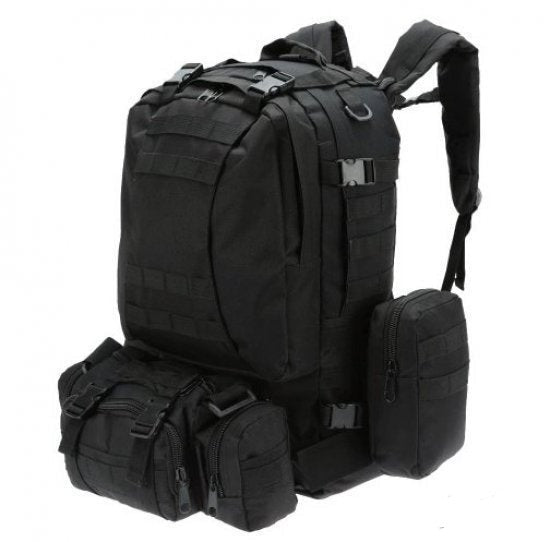 Taktički ranac 50L Multifunkcionalni crni ranac Planinarski ranac sa MOLLE sistemom Vodootporan ranac za kampovanje Odvojivi džepovi za ranac Podesive trake za ramena Outdoor avanturistički ranac Oksfordska tkanina ranca 50 litara prostora za skladištenje Moderan dizajn planinarskog ranca