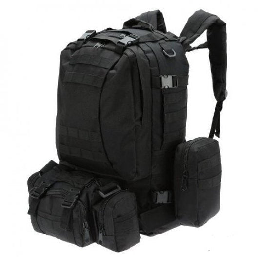 Taktički ranac 50L Multifunkcionalni crni ranac Planinarski ranac sa MOLLE sistemom Vodootporan ranac za kampovanje Odvojivi džepovi za ranac Podesive trake za ramena Outdoor avanturistički ranac Oksfordska tkanina ranca 50 litara prostora za skladištenje Moderan dizajn planinarskog ranca