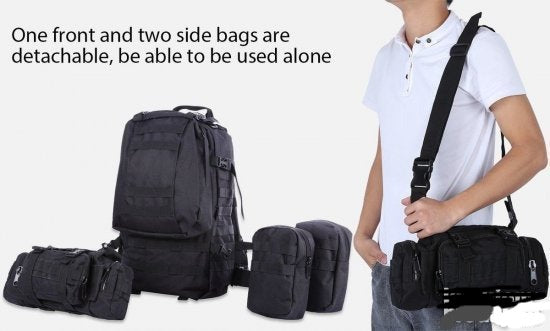 Taktički ranac 50L Multifunkcionalni crni ranac Planinarski ranac sa MOLLE sistemom Vodootporan ranac za kampovanje Odvojivi džepovi za ranac Podesive trake za ramena Outdoor avanturistički ranac Oksfordska tkanina ranca 50 litara prostora za skladištenje Moderan dizajn planinarskog ranca