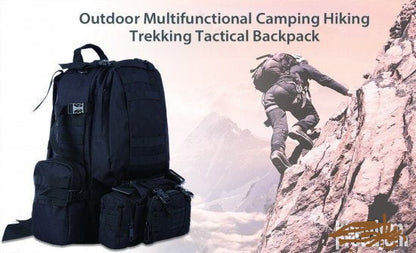 Taktički ranac 50L Multifunkcionalni crni ranac Planinarski ranac sa MOLLE sistemom Vodootporan ranac za kampovanje Odvojivi džepovi za ranac Podesive trake za ramena Outdoor avanturistički ranac Oksfordska tkanina ranca 50 litara prostora za skladištenje Moderan dizajn planinarskog ranca