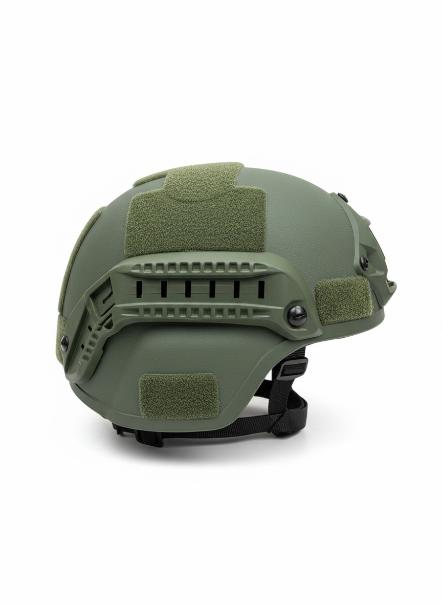 Taktički zaštitni šlem - bočni profil sa vidljivim sistemom za montažu