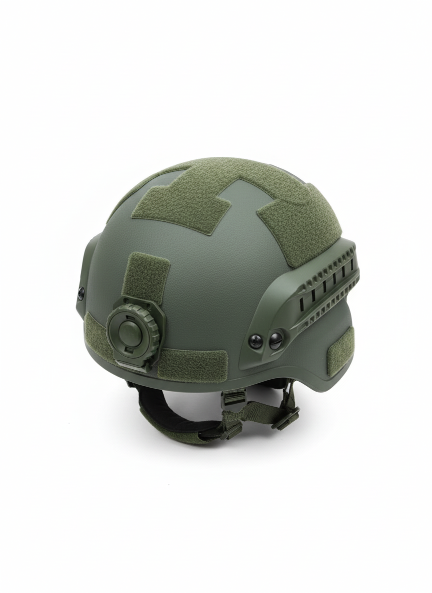 Taktički zaštitni šlem - zadnji pogled sa podesivim kaiševima i oblogom